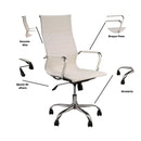 Cadeira de Escritório Giratória Alta Branca