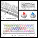 Teclado Mecânico ZIFRIEND ZA63 63 Teclas Hot Swappable, RGB, Switches Vermelho/Azul, Anti-Ghosting - Teclado Gamer 60%, Keycaps Brancos
