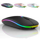 LED Mouse Wireless Congdi 2.4GHz e Bluetooth 5.1, Recarregável, Compacto e Silencioso