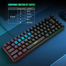 Teclado Gamer 68 Teclas com Fio, Retroiluminação RGB, Teclado Compacto para PC, Laptop e Computador